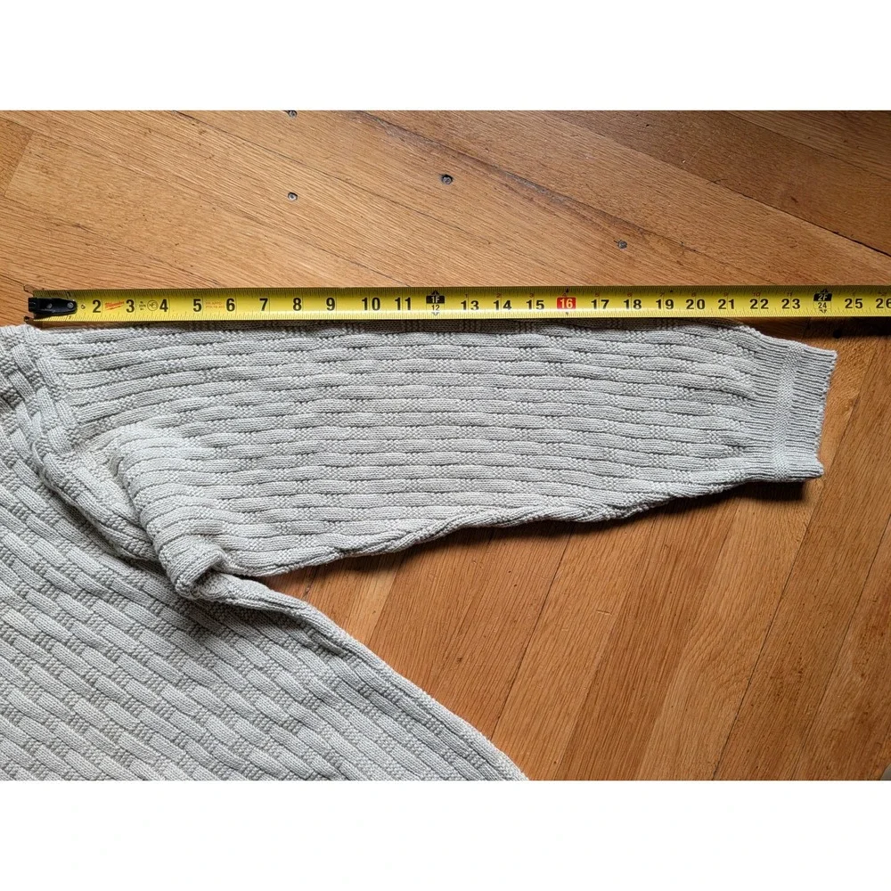Hill & Archer Mens Lg Beige Cotton Textured Basketweave Knit Sweater Grandpacore